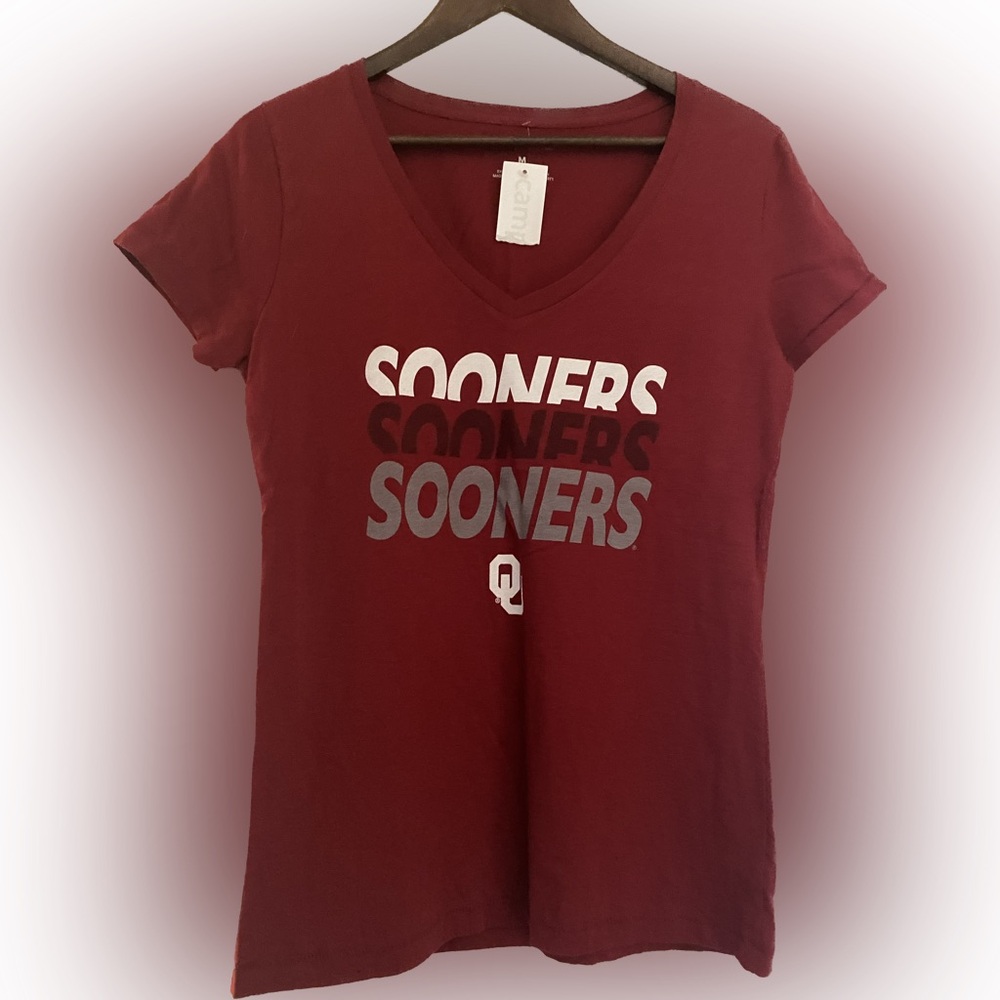 Womens NEW Oklahoma Sooners V Neck T Shirt Size Medium